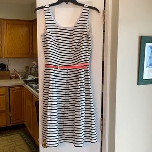 Black and white striped sleeveless dress